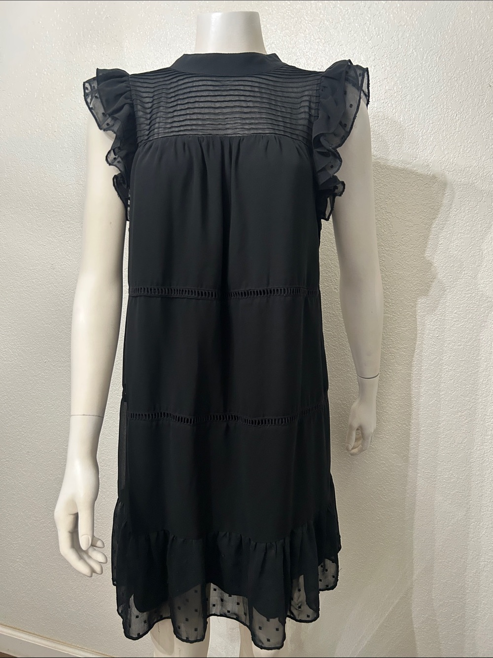 Who What Wear Black Ruffle Sleeve Mini Dress